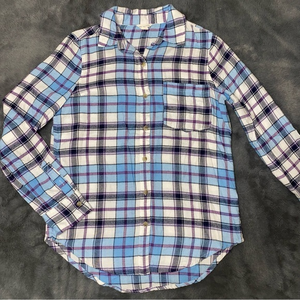 Aeropostale flannel shirt size small light blue, navy,‎ magenta